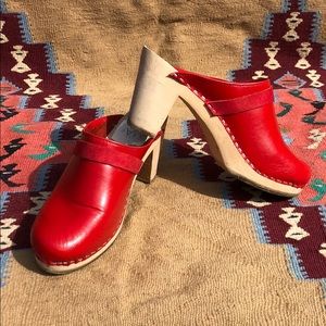 Cherry red Maguba clog heels